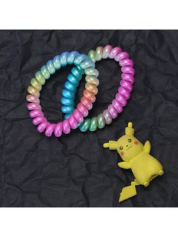 JEWELZ - Fun & Colourful Telephone Wire Ponytail Holders - Pack of 2 for Kids