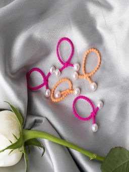 JEWELZ - Multi-Colour Pearls Smooth Ponytail Holders - 5-Pack of Plain Rubber Bands for Kids