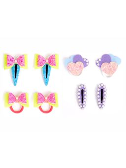 Ribbon Candy - Combo:2 Pair Cute Tic-Tacs and 2 Pair Matching Rubberbands - Multi7