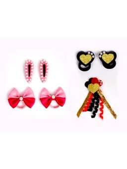 Ribbon Candy - Combo:1 Pair Cute Pearl Embellished Tic-Tacs,1 Dangler & 2 Pair Rubberbands - Multi2