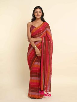 Suta - Multi-Color Cotton Blend Checks Saree