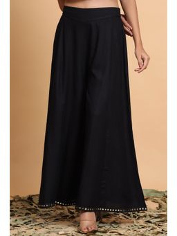 Juniper - Black Solid Rayon Lacy Kalidar & Flared Palazzo