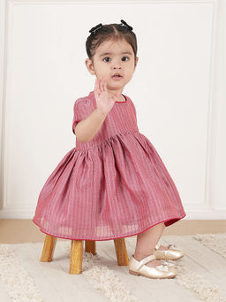 Fabindia - Purple Cotton Silk Blend Embroidered Dress