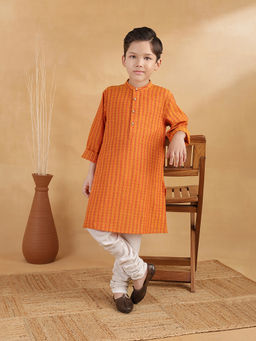 Fabindia - Orange Cotton Dobby Long Kurta