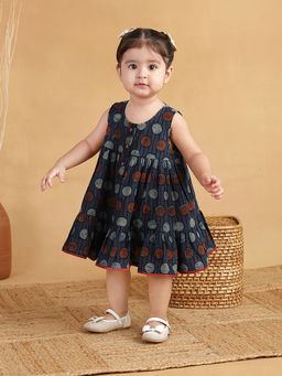 Fabindia - Indigo Cotton Dabu Printed Dress