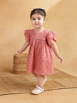 Fabindia - Pink Cotton Self Design Dress