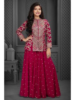 Lagorii - Red Embroidered Jacket with Palazzo