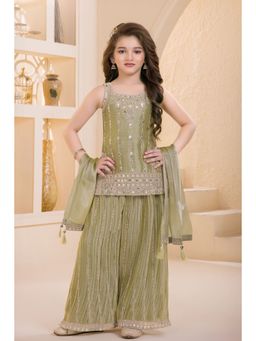 Lagorii - Green Designer Embroidered Kurti & Palazzo