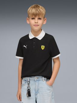 Puma - Black Scuderia Ferrari Youth Shield Logo Polo T-shirt