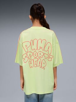 Puma - Green Oversized Youth Graphic T-Shirt