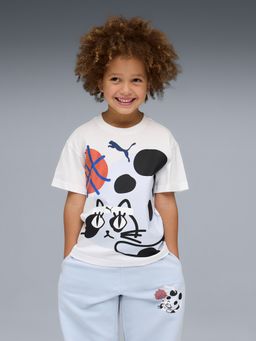 Puma - White Sporty Cats Kids' Relaxed Graphic T-Shirt