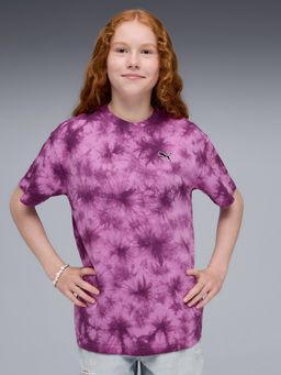 Puma - Purple Essentials Relaxed Youth Tie-Dye T-Shirt