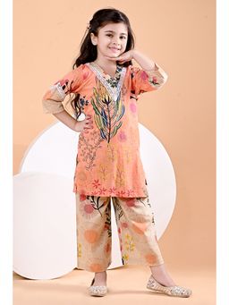 The Cotton Staple - Ema Orange Floral Print Kurta and Pant