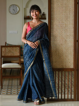 Suta - Blue Geometric Saree