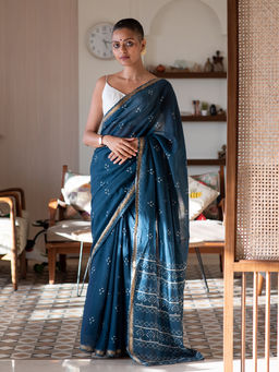 Suta - Blue Geometric Saree