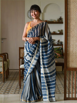 Suta - Blue Striped Saree