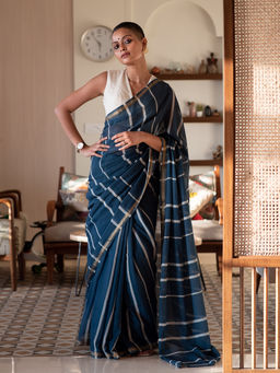 Suta - Blue Striped Saree