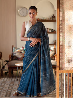 Suta - Blue Geometric Saree