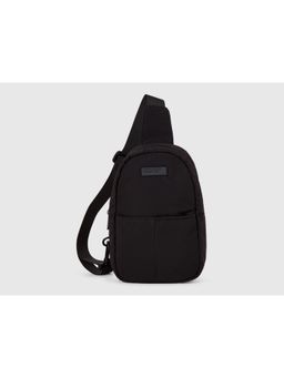 United Colors of Benetton - Unisex Solid Sling Bag with Detachable Strap - Black