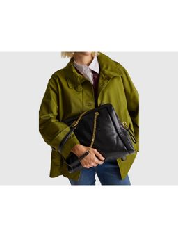 United Colors of Benetton - Women Polyester Solid Padded Tote Bag - Black