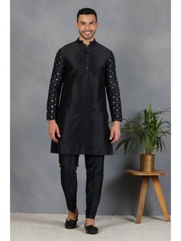 Eleven Brothers - Siyah Aasteen Silk & Foil Mirror Kurta Set (Set of 2)