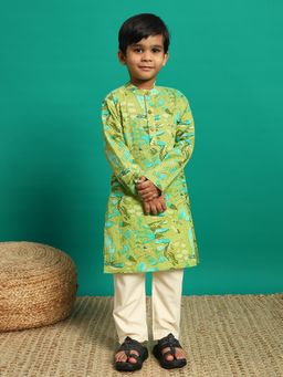 Readiprint - Boys Cotton Fabric Green Color Kurta and Pyjama (Set of 2)