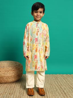 Readiprint - Boys Silk Fabric Cream Color Kurta and Pyjama (Set of 2)