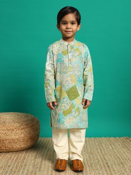 Readiprint - Boys Cotton Fabric Blue Color Kurta and Pyjama (Set of 2)