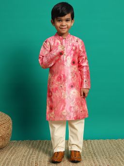 Readiprint - Boys Silk Fabric Pink Color Kurta and Pyjama (Set of 2)