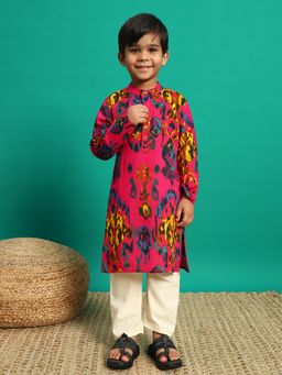 Readiprint - Boys Cotton Fabric Magenta Color Kurta and Pyjama (Set of 2)