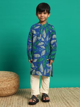 Readiprint - Boys Cotton Fabric Blue Color Kurta and Pyjama (Set of 2)