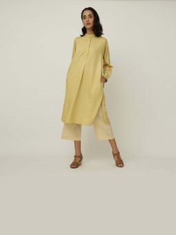 Saltpetre - Women Lenzing Modal Yellow Pleated Kurta