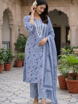 Lative Colours Of Fashion - Serenity Lace Bloom Kurta with Pant & Dupatta
