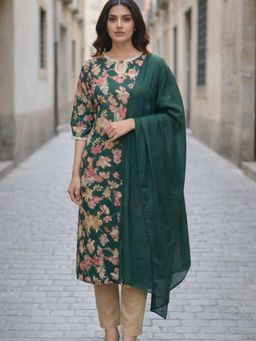 Lative Colours Of Fashion - Green Grove Muse Kurta with Pant & Dupatta