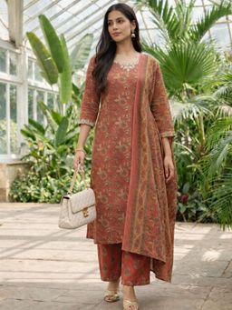 Lative Colours Of Fashion - Garnet Bloom Kurta with Pant & Dupatta