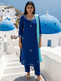 Lative Colours Of Fashion - Azure Majesty Kurta with Pant & Dupatta