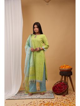 Aritri - Lime Breeze Printed Kurta & Palazzo with Dupatta
