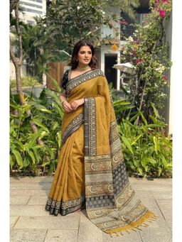 Nyri - Printed Daily Wear Silk Blend Saree with Unstitched Blouse