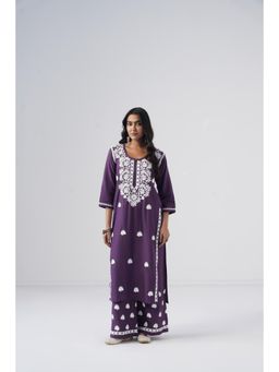 Sazrika - Dusty Purple Rayon Chikankari Embroidered Stylish Kurta and Palazzo