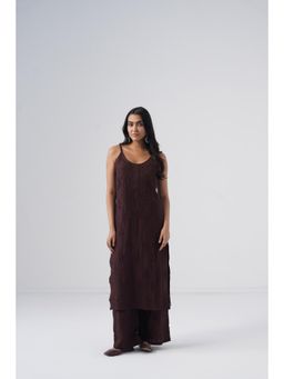 Sazrika - Brown Rayon Chikankari Embroidered Stylish Kurta and Palazzo