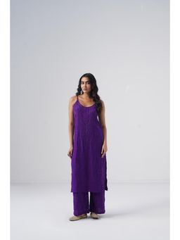 Sazrika - Purple Rayon Chikankari Embroidered Stylish Kurta and Palazzo