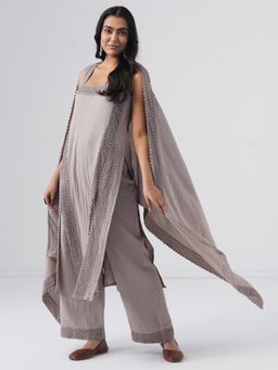 Sazrika - Lace Work Grey Cotton Stylish Kurta and Palazzo with Dupatta