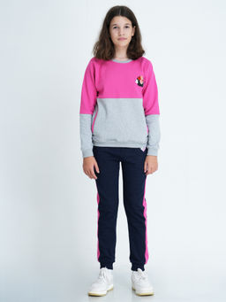 mackly - Girls Navy Blue Printed Track Pant