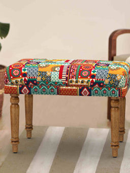 Chumbak - Nawaab Bench Small - Floral Swirls Red