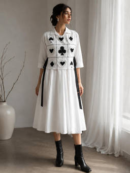 Label Rishmaan - Poker Dress White Cotton Overlay Dress