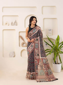 Ekana Label - Kala Kalam Bandhej Saree with Unstitched Blouse