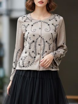 Scoup - Embroidered Satin Coverup Shrug