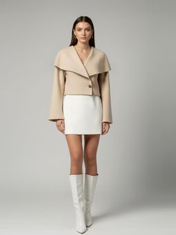 ROSA DAME - Beige Wool-Blend with Oversized Top