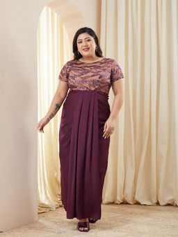 Miss Chase - Purple Satin Embellished Gown