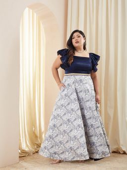 Miss Chase - Navy Blue Polyester Floral Dress